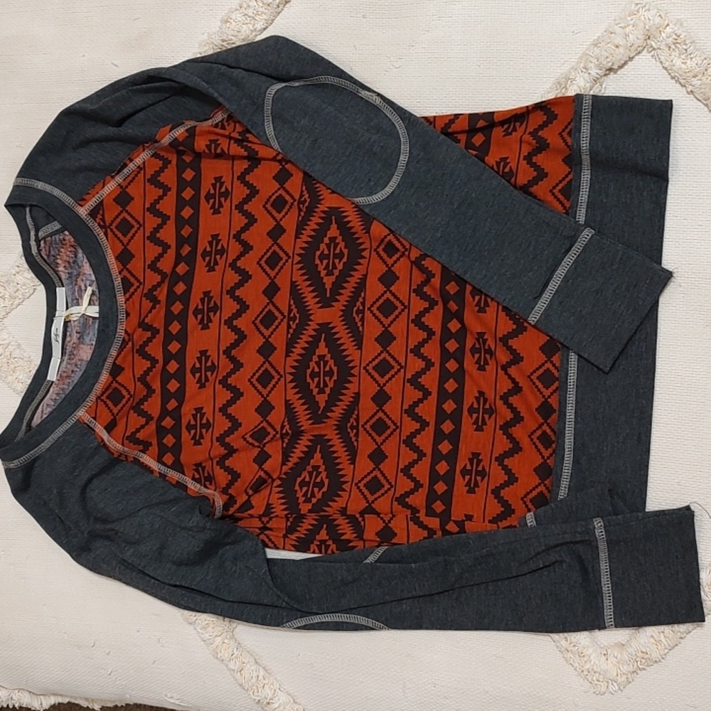 Gibson Charcoal and Rust Crewneck Shirt